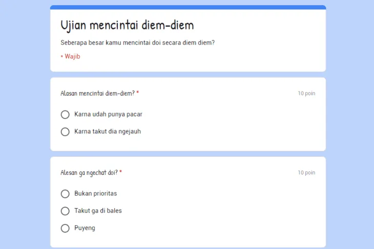 Link Ujian Mencintai Diem Diem Docs Google Form Update Terbaru 1 Link Ujian Mencintai Diem Diem