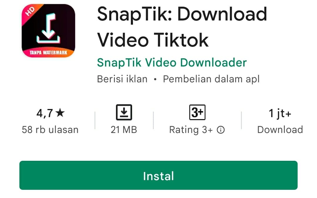 Download video TikTok tanpa Watermark