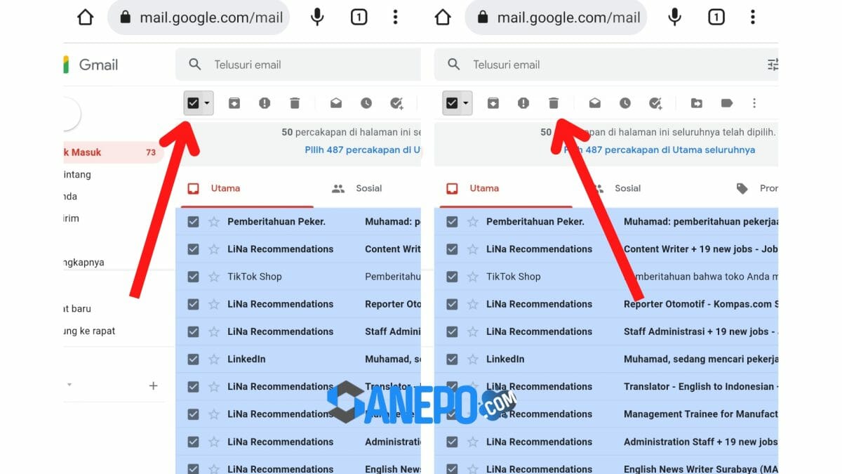 cara hapus semua email di Gmail Android