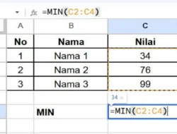 Cara Menggunakan Rumus MIN di Google Sheet Untuk Mencari Nilai Terkecil atau Terendah