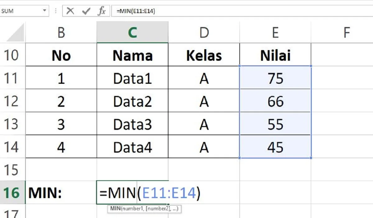 Fungsi MIN di Excel, Begini Cara Menggunakannya! 1 Fungsi MIN di Excel, Begini Cara Menggunakannya!