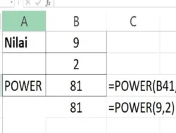 Cara Menggunakan Rumus POWER di Excel, Mengembalikan Sebuah Angka yang Dipangkatkan