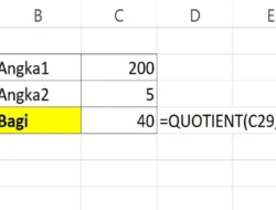 Cara Menggunakan Rumus QUOTIENT (Pembagian) di Excel
