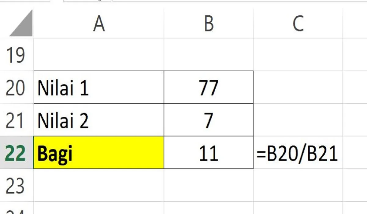 Rumus Pembagian di Excel, Contoh dan Cara Menggunakannya