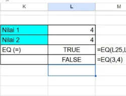 Cara Menggunakan Rumus EQ di Spreadsheet, Menampilkan TRUE Jika Nilai Sama dan FALSE Jika Nilai Berbeda