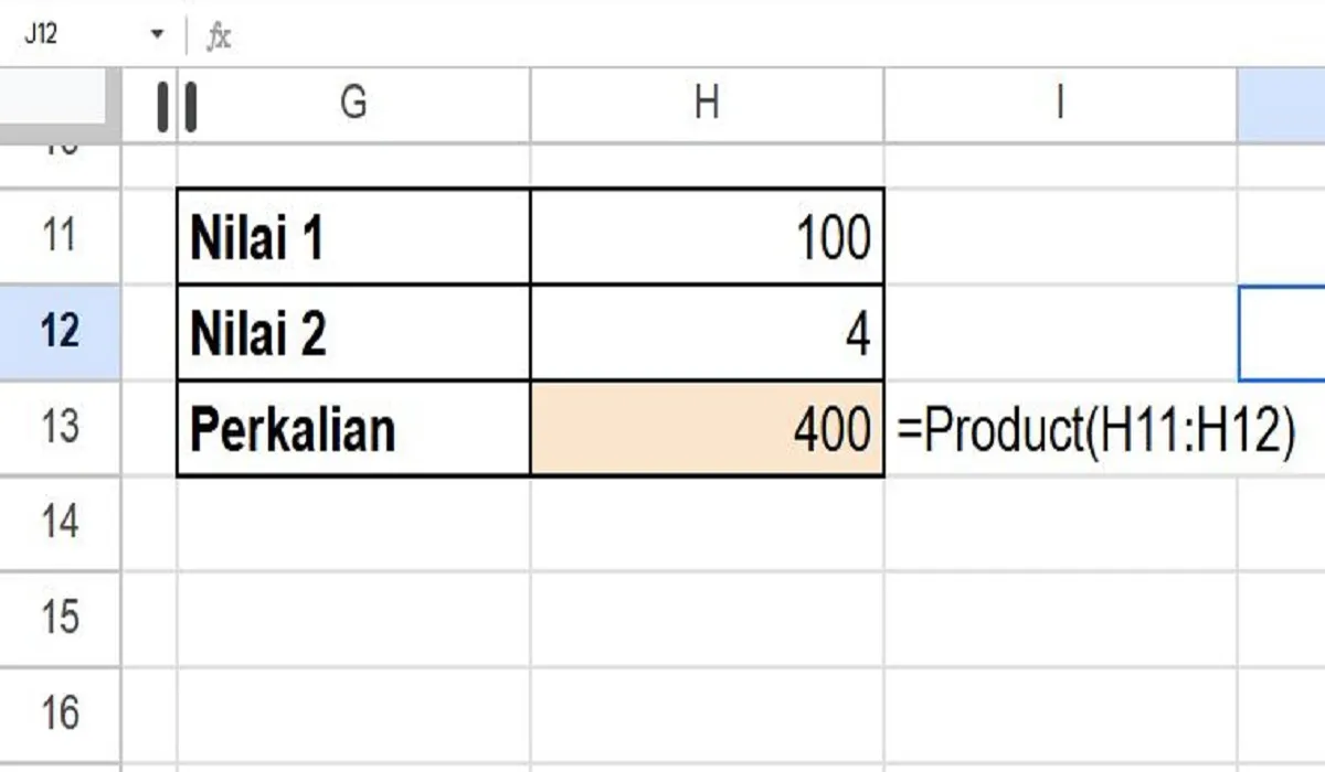 Cara Menghitung Perkalian Di Spreadsheet Menggunakan Rumus Product