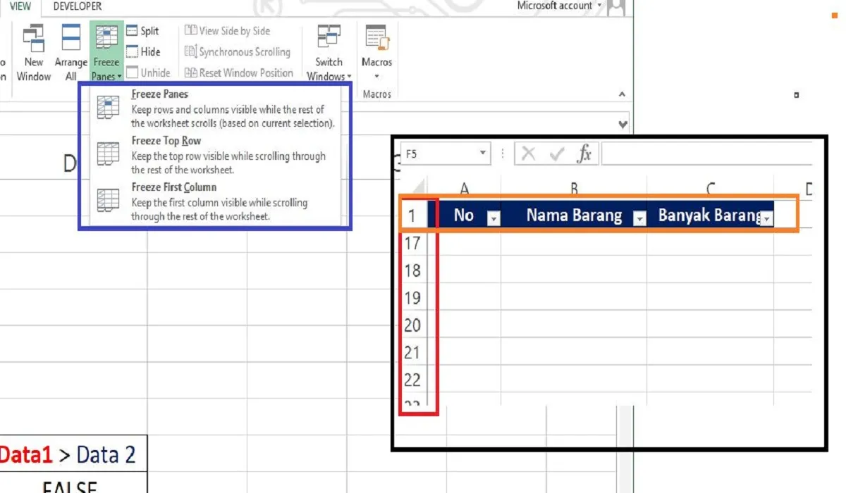 Cara Freeze di Excel, Membekukan 1 atau 2 Baris dan Kolom 1 Cara Freeze di Excel, Membekukan 1 atau 2 Baris dan Kolom