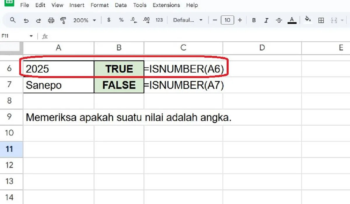 Penggunaan Rumus ISNUMBER di Spreadsheet Untuk Validasi Data Angka