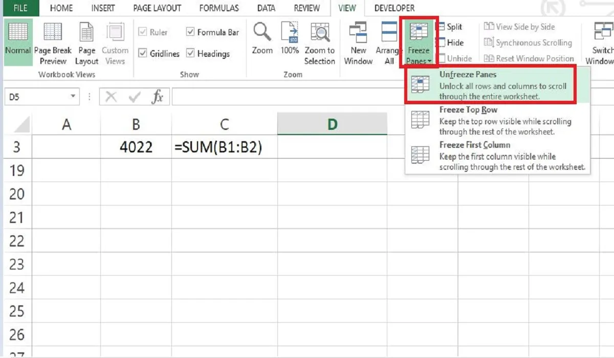 Cara Unfreeze Excel untuk Baris dan Kolom 1 Cara Unfreeze Excel untuk Baris dan Kolom