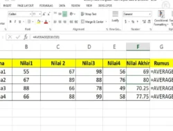 Cara Mencari Nilai Akhir di Excel Menggunakan Rumus Rata Rata Average