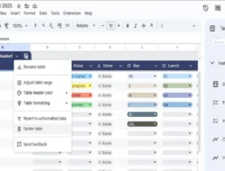 Cara Menggunakan Table Tool pada Spreadsheet, Berikut Contoh Gambar dan Penjelasannya