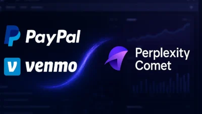 Tampilan antarmuka browser AI dari Perplexity yang bisa didapatkan melalui undangan Comet PayPal Venmo