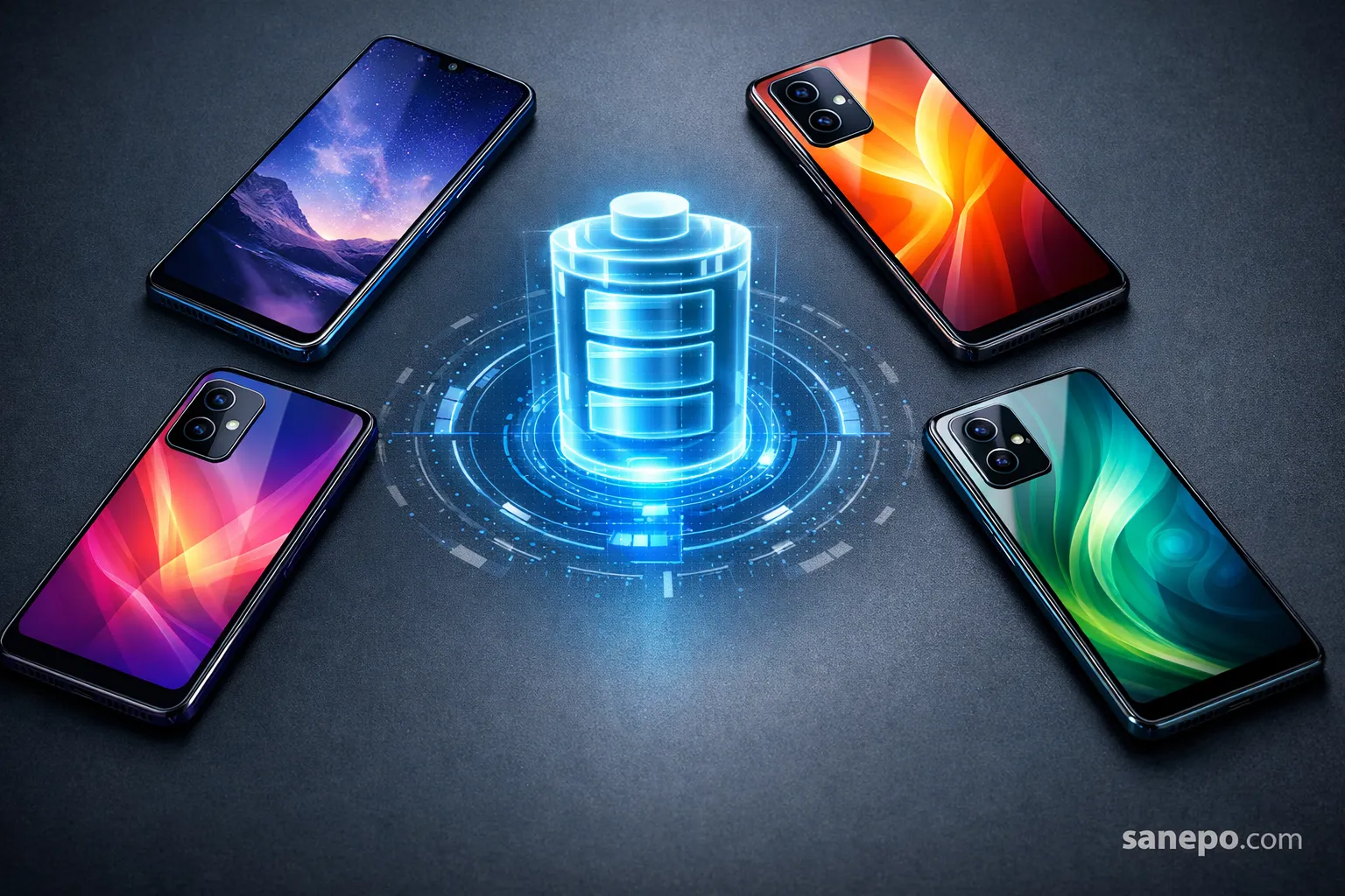 Ilustrasi jajaran HP baterai jumbo sejutaan terbaik edisi Desember 2025 dengan kapasitas hingga 7000 mAh.