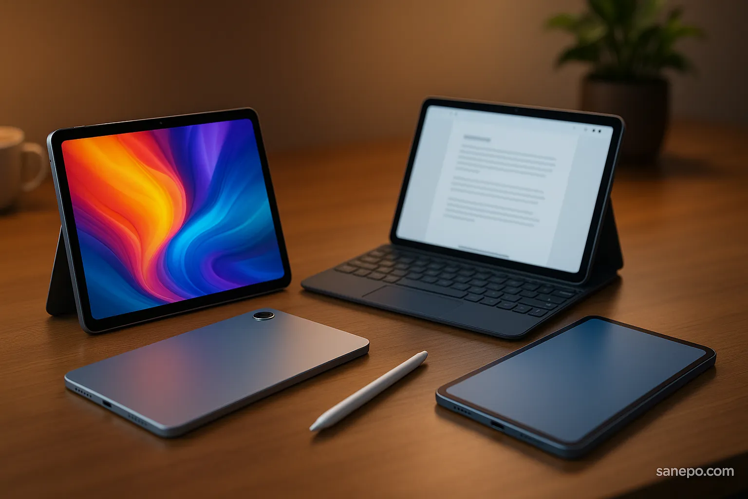 Ilustrasi jajaran tablet 2 jutaan terbaik 2025 dengan layar luas dan dukungan stylus untuk produktivitas