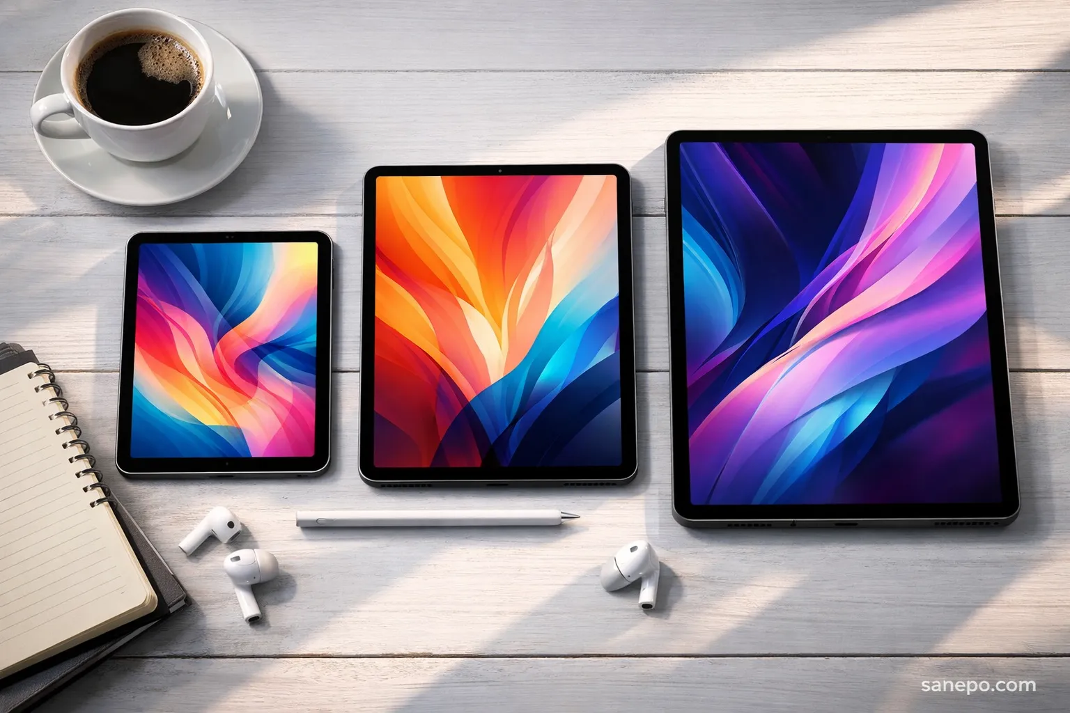 Ilustrasi perbandingan tablet harga 2 jutaan terbaik 2025 di atas meja kerja modern.