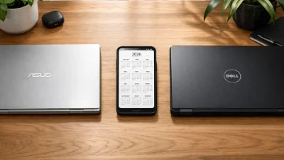 Ilustrasi perbandingan laptop baru dan bekas harga 3 jutaan terbaik tahun 2026 di atas meja kerja